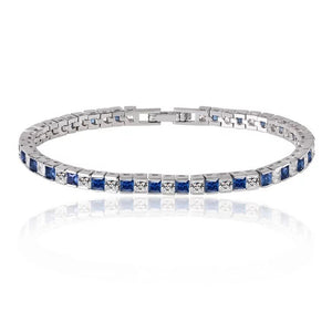 Princess Cut Tennis Bracelet for Women with White Diamond and Sapphire Cubic Zirconia