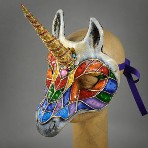 Magic Unicorn Iridescent Masquerade Mask with Lacquered Lace – Erik's  Inspiration