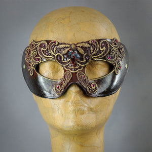 Magic Unicorn Iridescent Masquerade Mask with Lacquered Lace