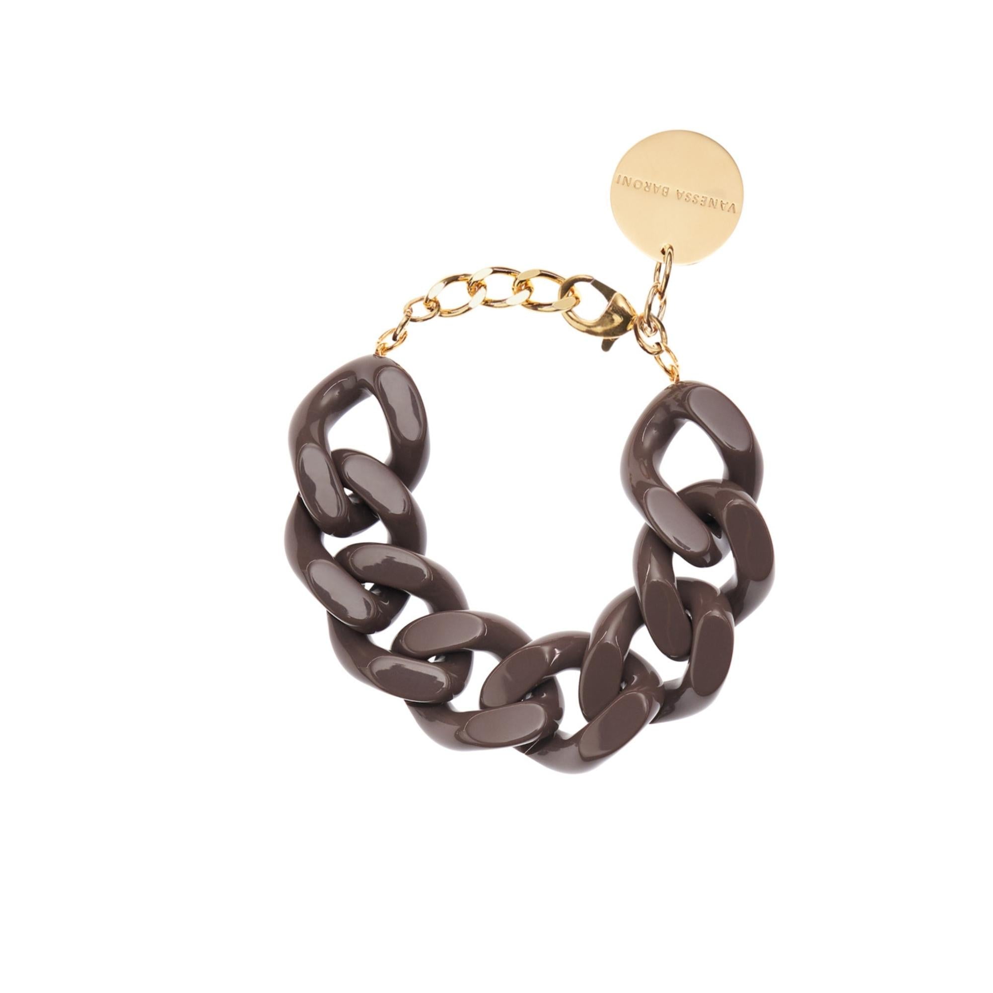 Flat Chain Link Bracelet Taupe Opaline I Acryl Jewellery I