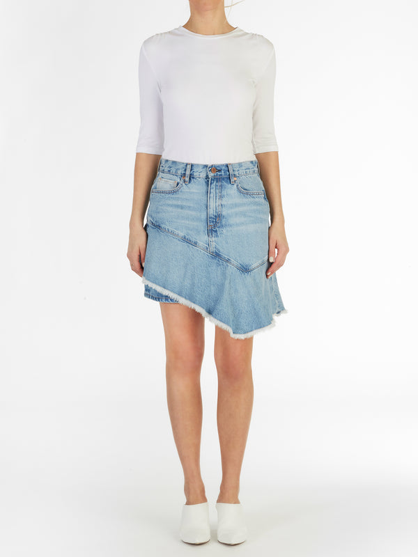 denim ruffle skirt