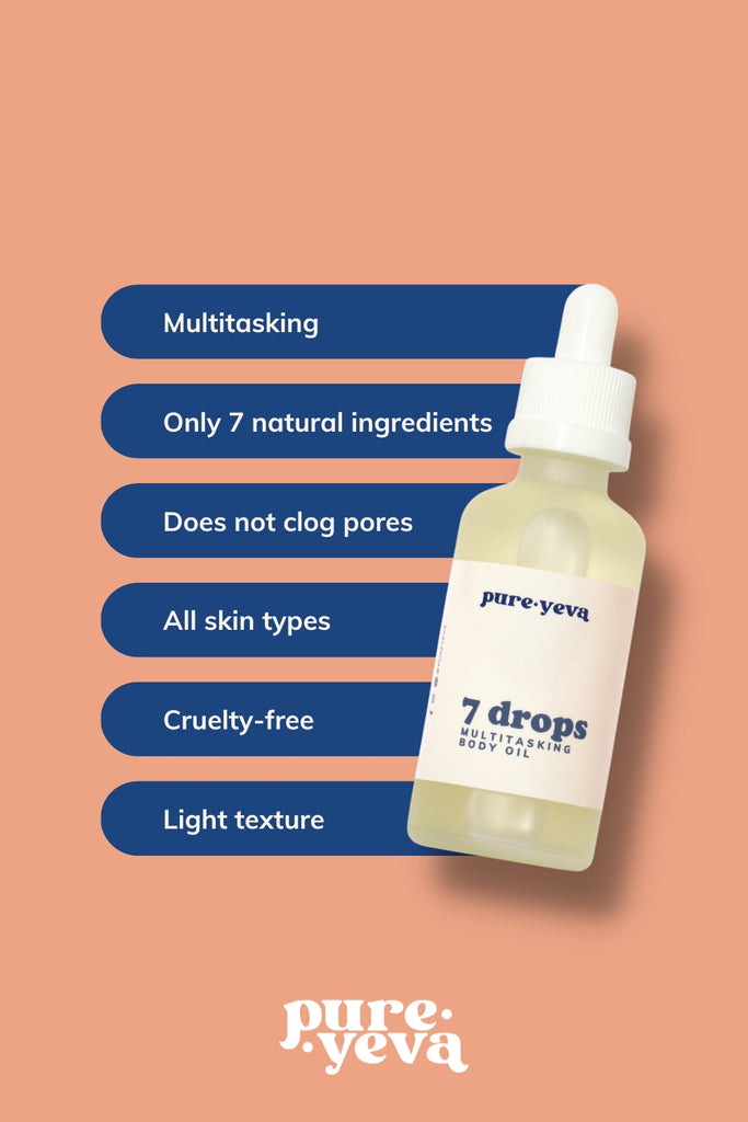 image of 7drops Multitasking Body Oil from PureYeva - a natural blend of oils and essential oils that covers at least 7 concerns