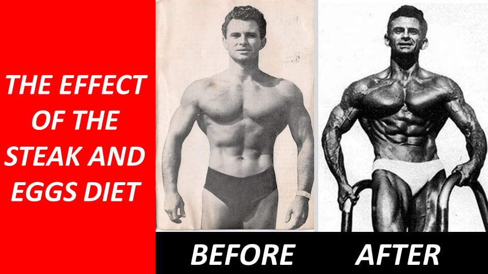 Vince Gironda before and after on the steak and eggs diet