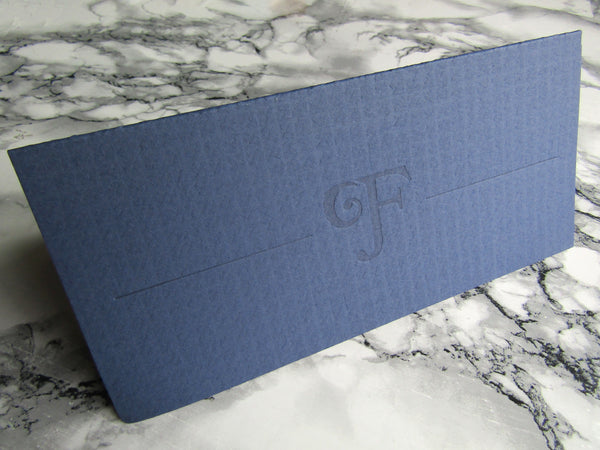 Letterpress gift navy blue card holders by Nancy Reed Design and printed by inviting in Austin Texas.