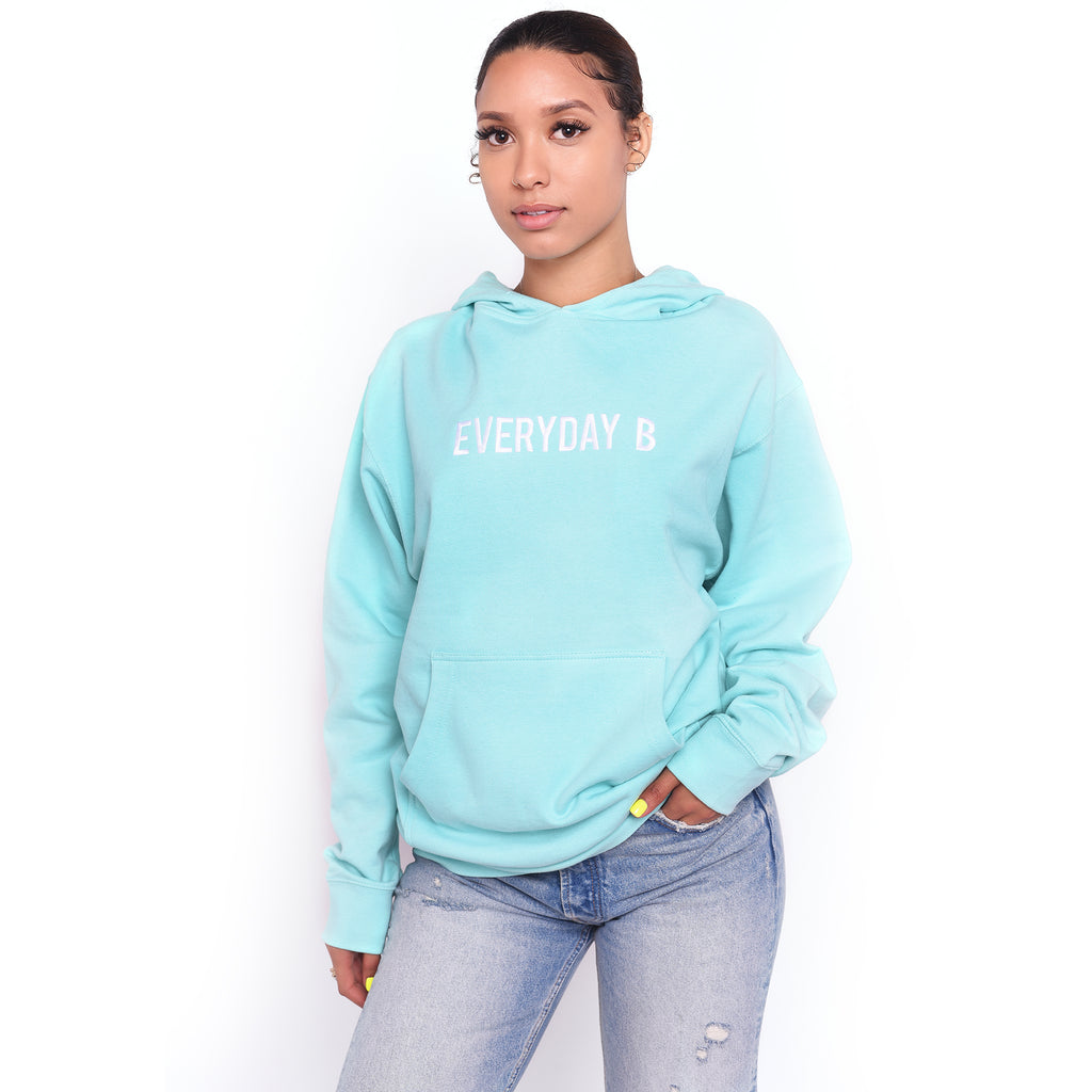 mint blue hoodie