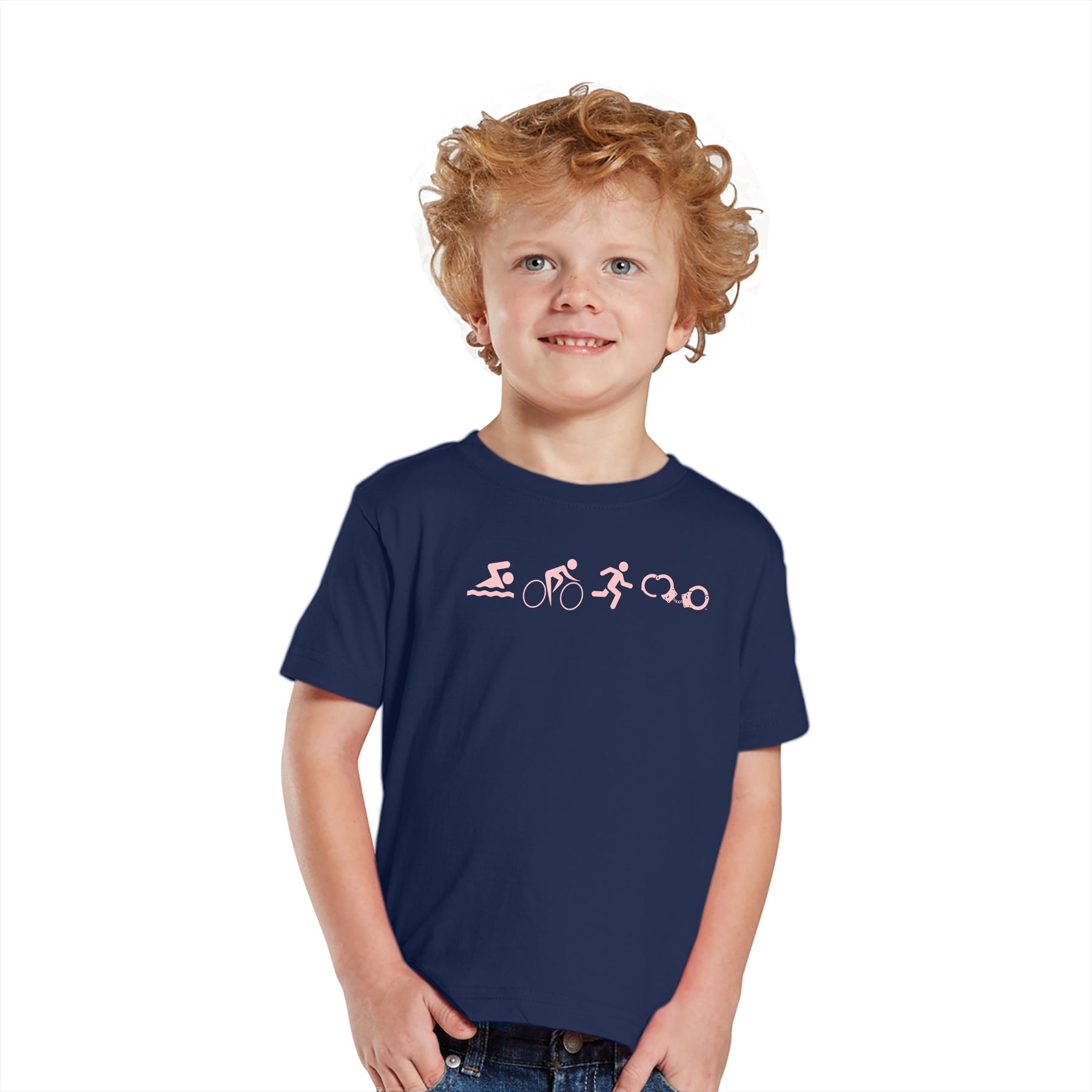 NYPD TRIATHLON TEAM SWIM BIKE RUN CUFF TODDLER TEE - NAVY with Pink Lo ...