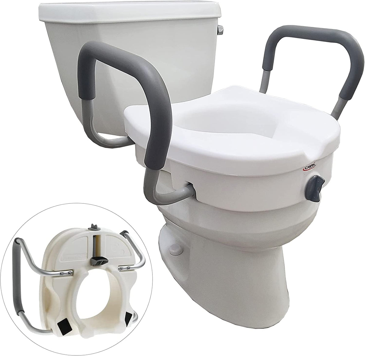 Carex E-Z Lock™ Locking Raised Toilet Seat with Armrests