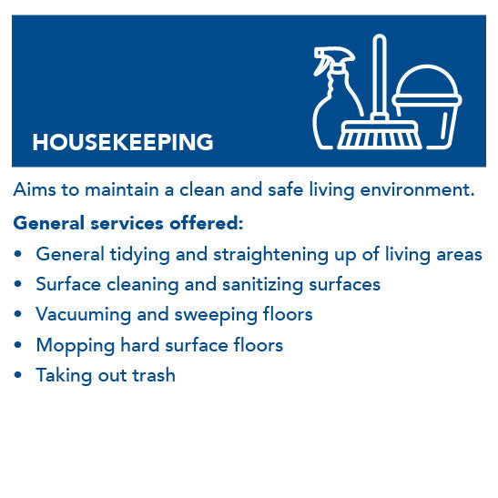 Graphic of a housekeeping icon next to text, 