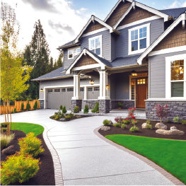 The exterior of a home with various plants and a path leading to the front door