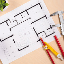 A home floor plan next to graphing tools
