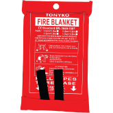 A red fire blanket