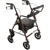 A red transport rollator