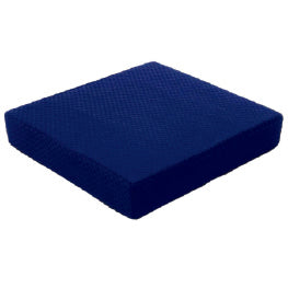 A blue cushion on a white background