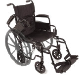 A black wheelchair with removable armrests