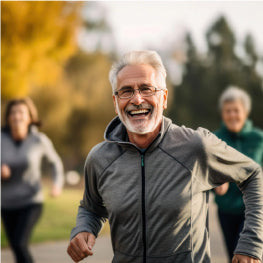 A group of senior running outside