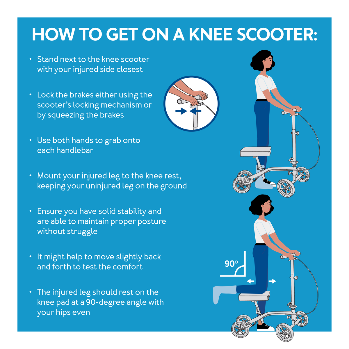 How to get on a knee scooter,further details are provided below.