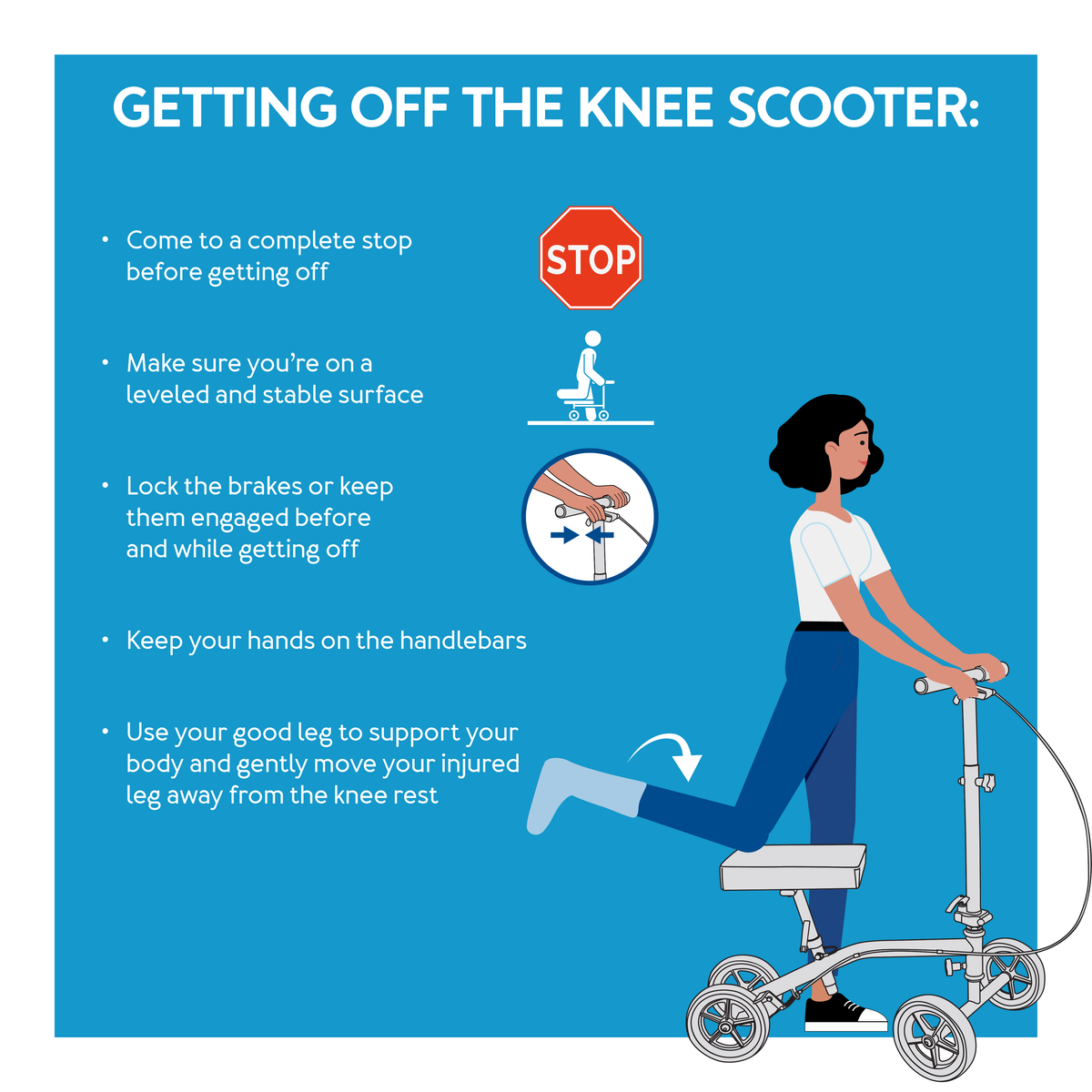 How to get off a knee scooter, further details are provided below.