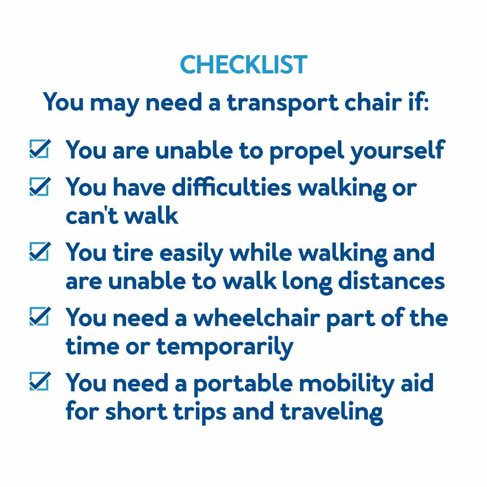 You may need a transport chair checklist, further details are provided below.