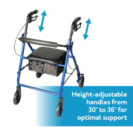 The Carex Classics Rolling Walker. “Height adjustable handles from 30 inches to 36 inches for optimal support”