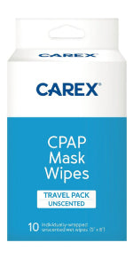 Carex CPAP Mask Wipes Travel Pack Unscented packaging on a white background  