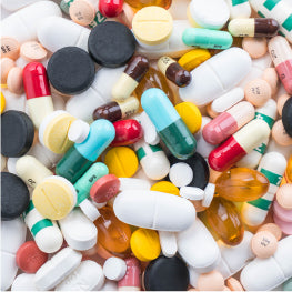 A variety of pills pilled up