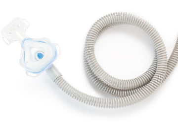 A CPAP mask connected to a hose