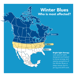 Map: Winter blues hit North the hardest, further details are provided below.