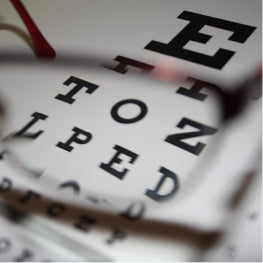 Up close image of an eye exam