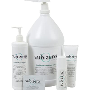 Various sizes of bottles for Sub Zero Pain Relief Gel