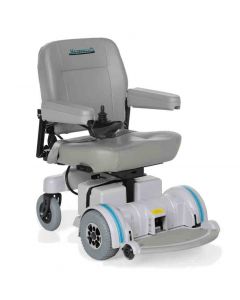 A gray electric wheelchair