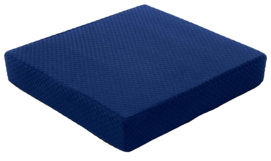 A blue seat cushion
