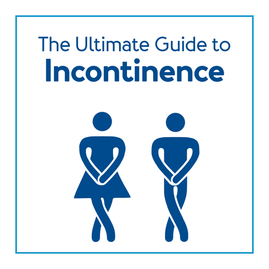 Icons of a man and woman crossing legs with title 'The Ultimate Guide to Incontinence