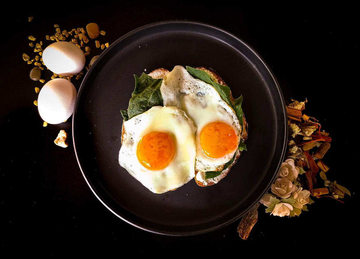 Eggs being cooked in a pan