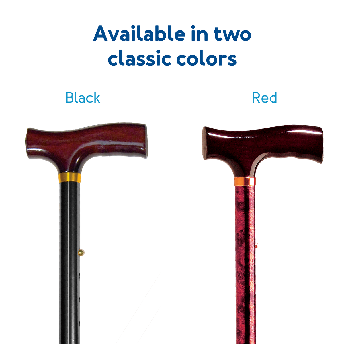The Carex Designer Derby Cane’s available in two classic colors: black and red.