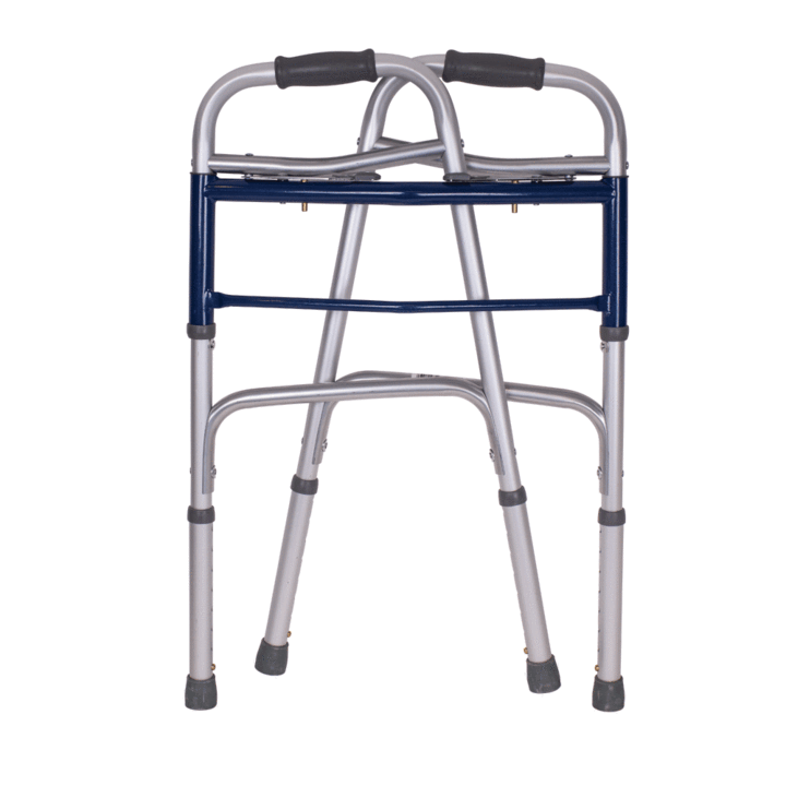 The Carex Classics Dual-Button Walker folded up on a white background