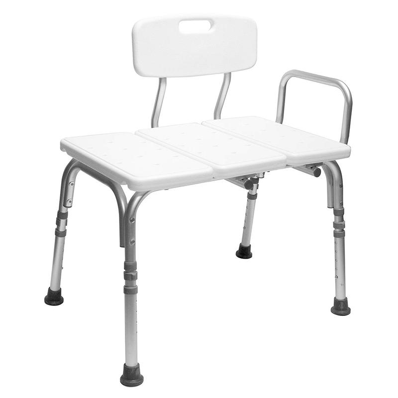 White transfer bench with metal legs