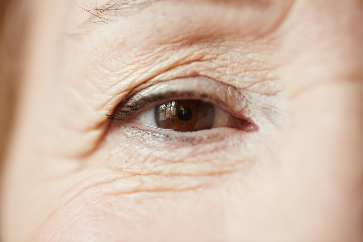 An elderly womans eye