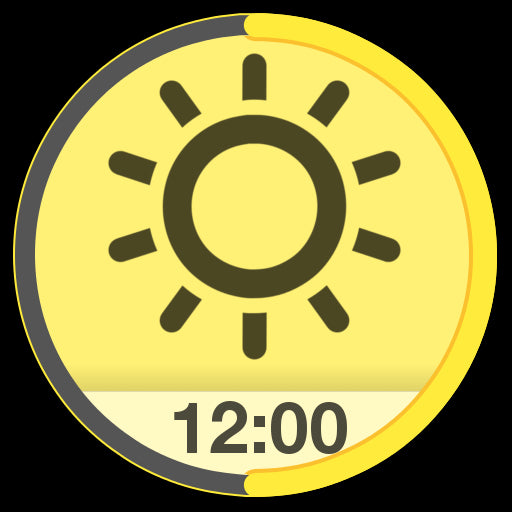 A sun icon with “12:00 BELOW IT