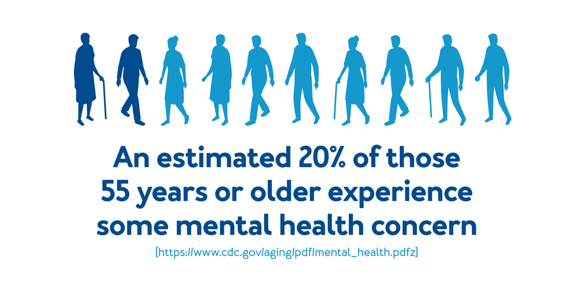An estimated 20% of those 55 years or older experience some mental health concern : Further details are provided below