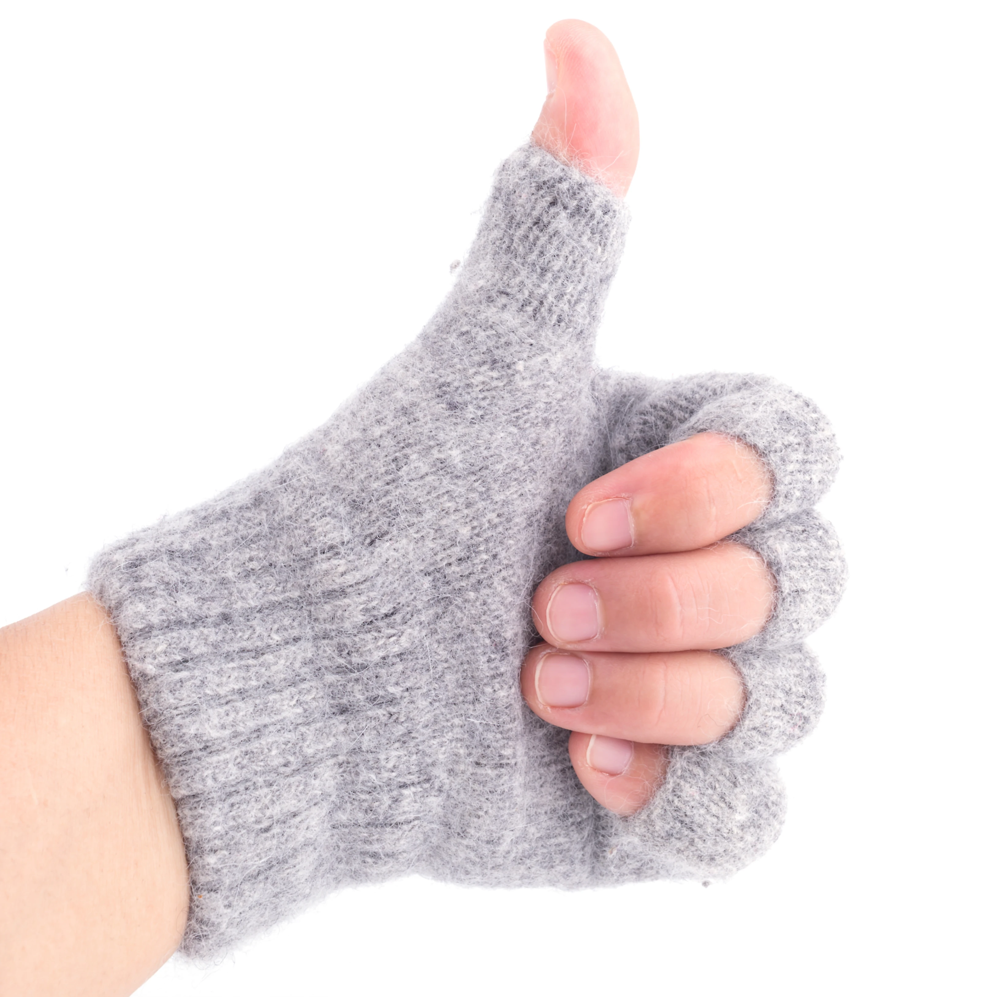 A hand with a glove on giving a thumbs-up gesture 