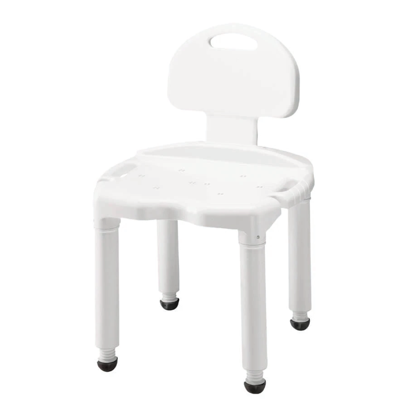 White bath seat with back and two side handles