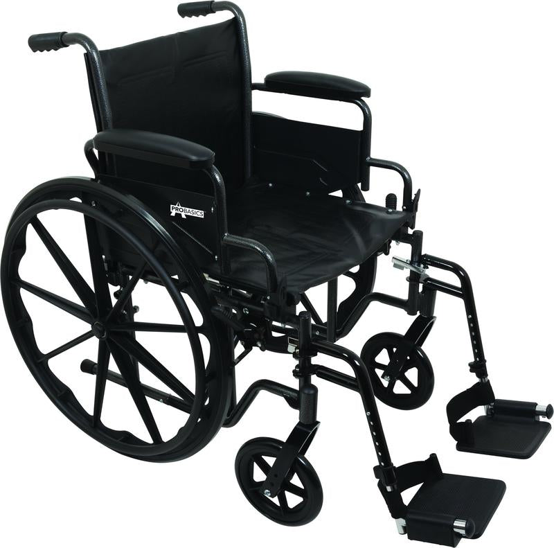 PROBASICS K2 WHEELCHAIR WITH FLIP-BACK ARMS AND HEMI-HEIGHT POSITION