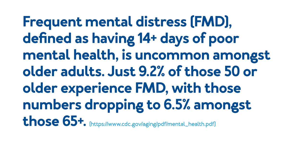 Frequent mental distress (FMD), defined as having 14+ days of poor mental health : Further details are provided below