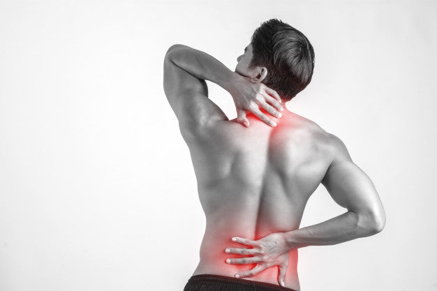 A man with upper and lower back pain