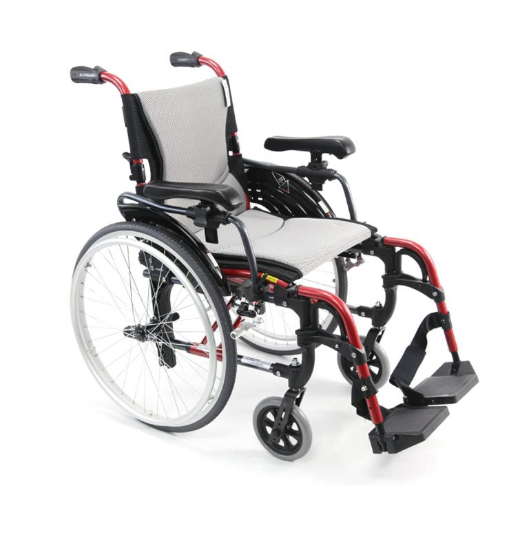 A gray sports wheelchair