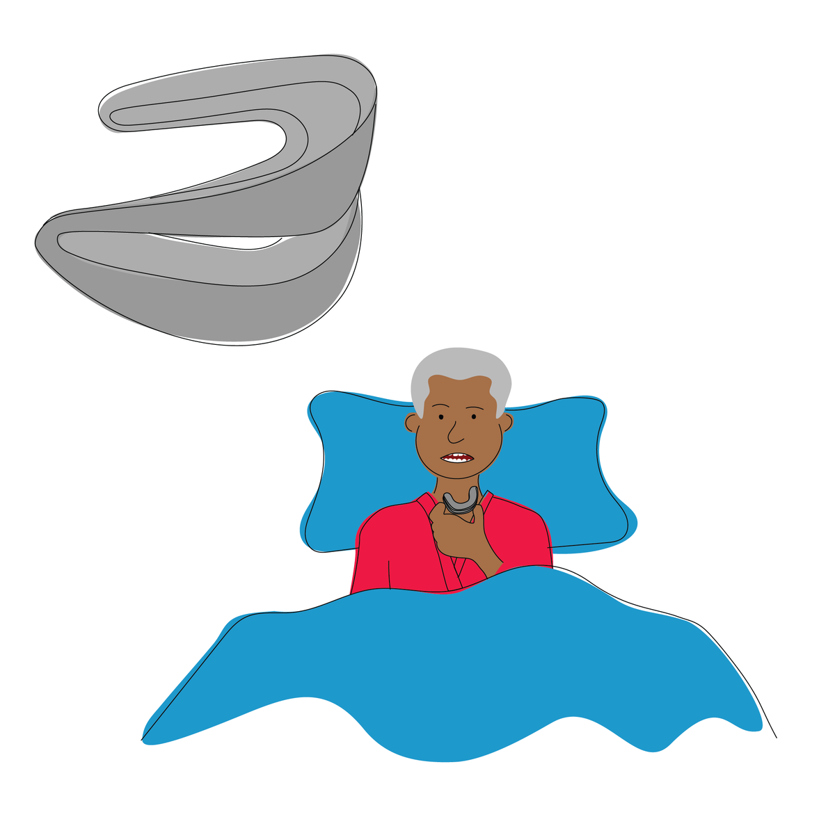 A graphic of a man in bed putting in a mouth gaurd