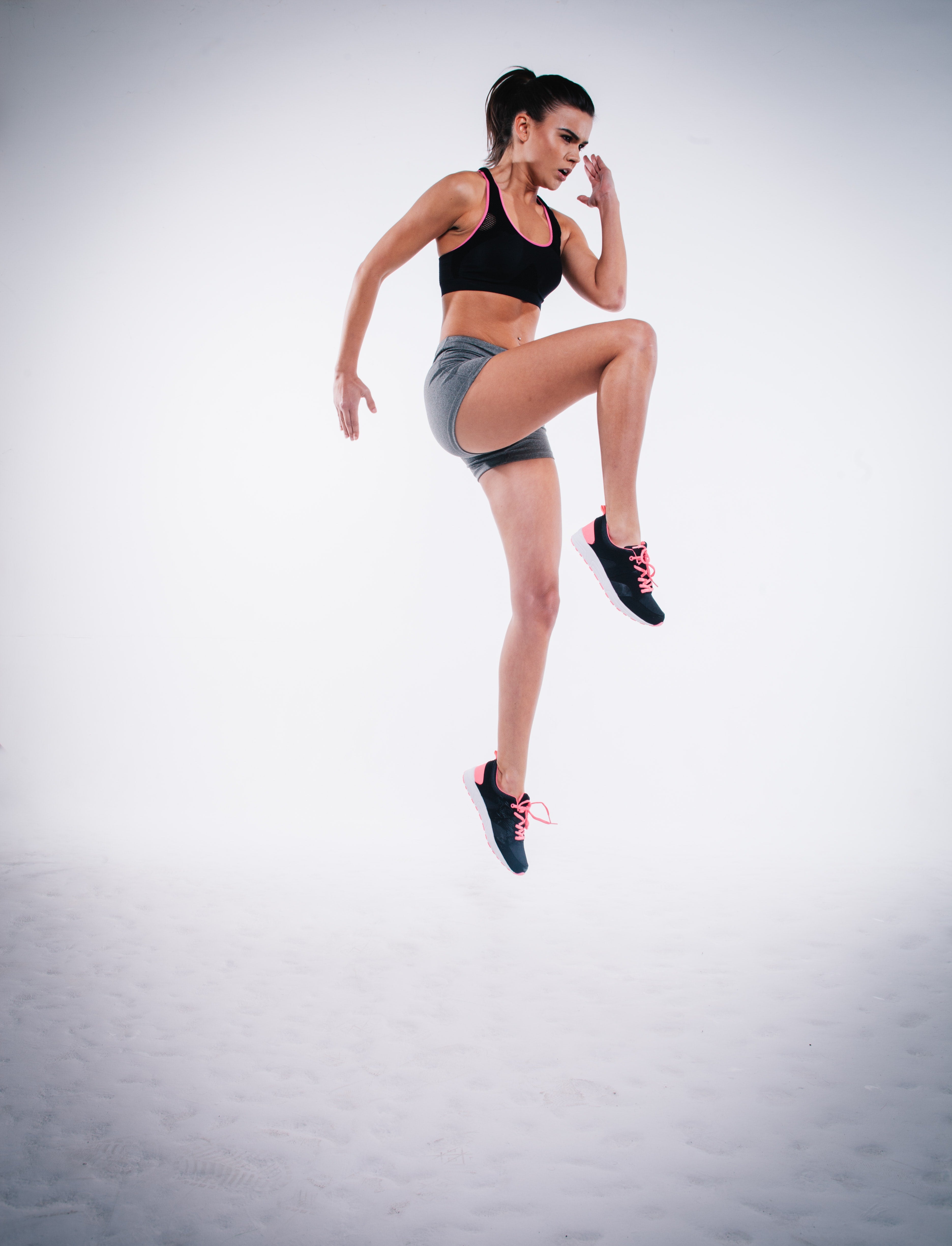 Woman jumping and exercising
