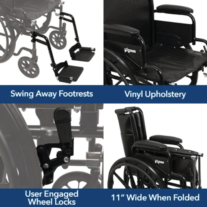 Wheelchair with swing away footrests