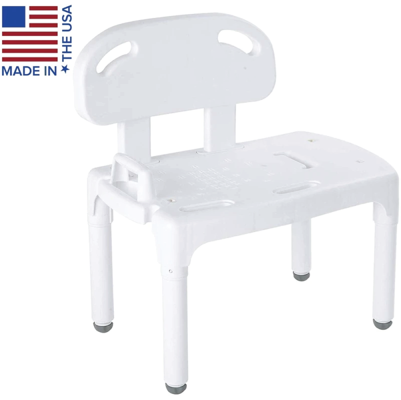 White transfer bench made of plastic