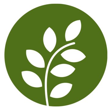 Green logo with white plant inside